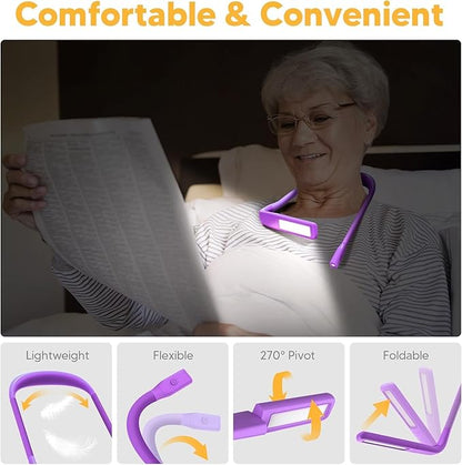 Neck Reading Lamp Purple Gifts For Women Book Lovers Knitting Crochet Accessories, Stocking Stuffers Christmas Birthday Present For Mom Wife Grandma Bible Readers Knitters Quilting Sewing Supplies