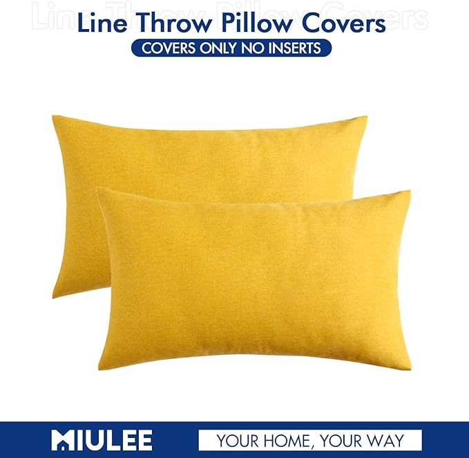 MIULEE Pack of 2 Decorative Outdoor Solid Waterproof Throw Pillow Covers