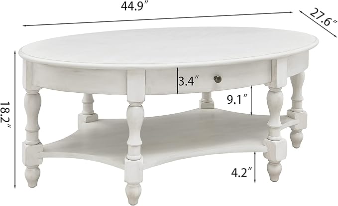 Solid Wood Oval Coffee Table