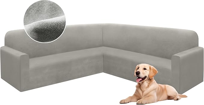 HDCAXKJ Corner Sectional Couch Covers Velvet Stretch L Shape Sofa Cover Soft