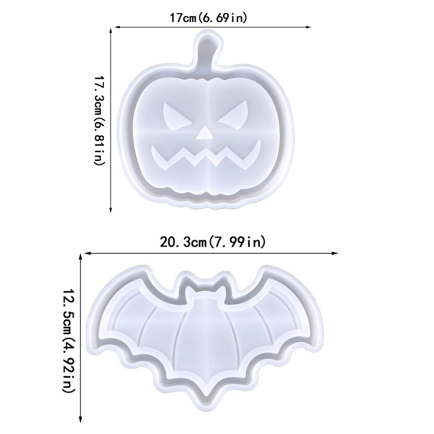 2 Set of Bat Pumpkin Tray Storage Resin Mold Molds Epoxy Resin Pumpkin Bat Shaped Halloween Tray for Fruit Candy Jewelry Cup Holder Container, DIY Making Decor Art Crafts