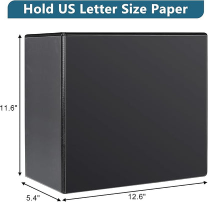 5" 3 Ring Binder, Standard 5-Inch Slant-D Ring Binder Fit Letter Size Paper, Presentation View Binders, 2 Packs, Black