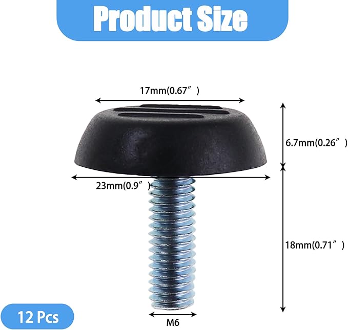 M6 Adjustable Furniture Levelers Table Feet Screw in Threaded, Screw on Chair