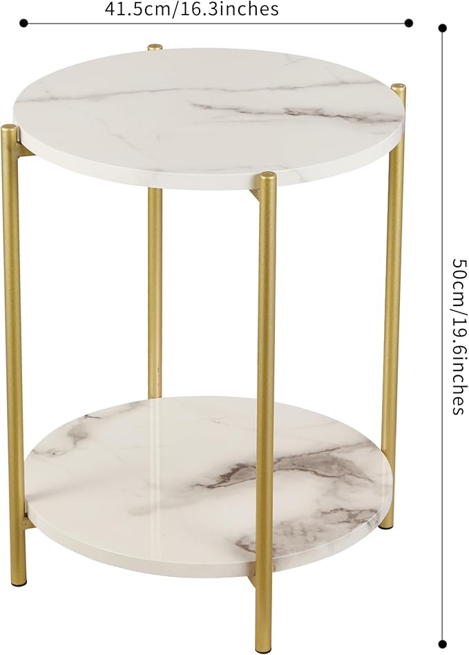 Gawicpy 2 Tier Round Side Table, Folding End Tables Coffee Table Simplistic