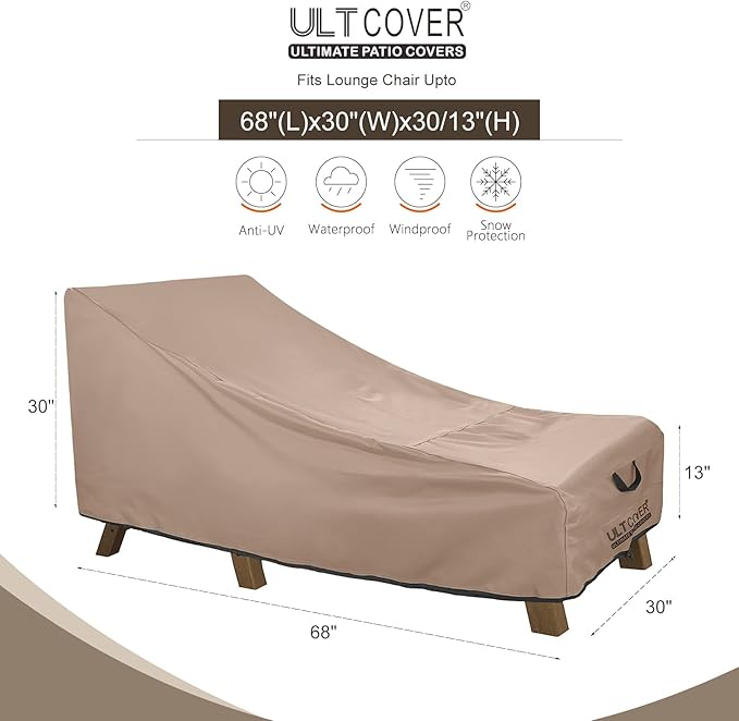 ULTCOVER Waterproof Patio Lounge Chair Cover Heavy Duty Outdoor Chaise Lounge