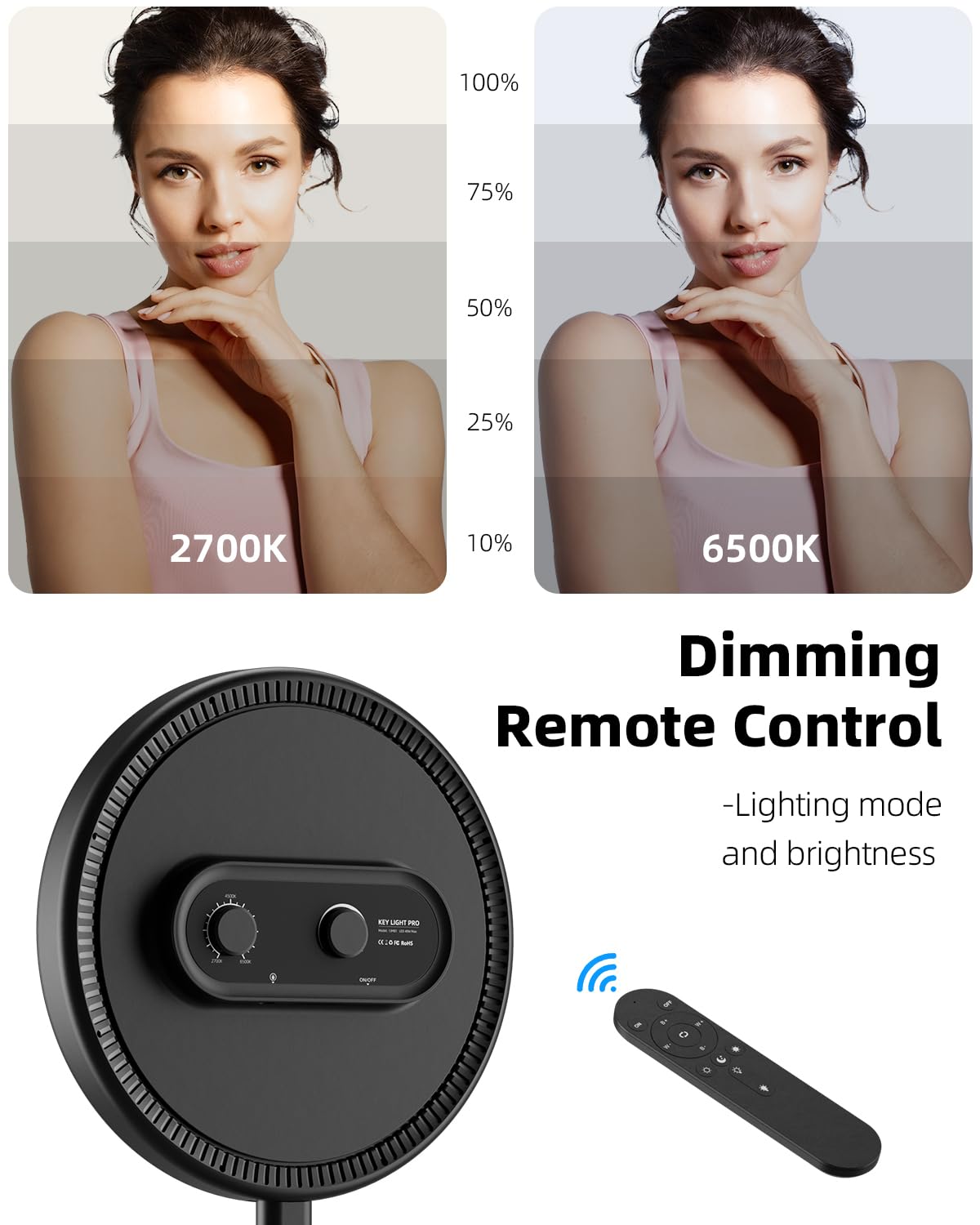 Weilisi Large Ring Light with 72" Tripod Stand, 6500K Full-Screen Selfie Ring Light for Live Stream, YouTube, TikTok, Video Recording, Photography, Ring Light Tripod for iPhone/Phone with Remote