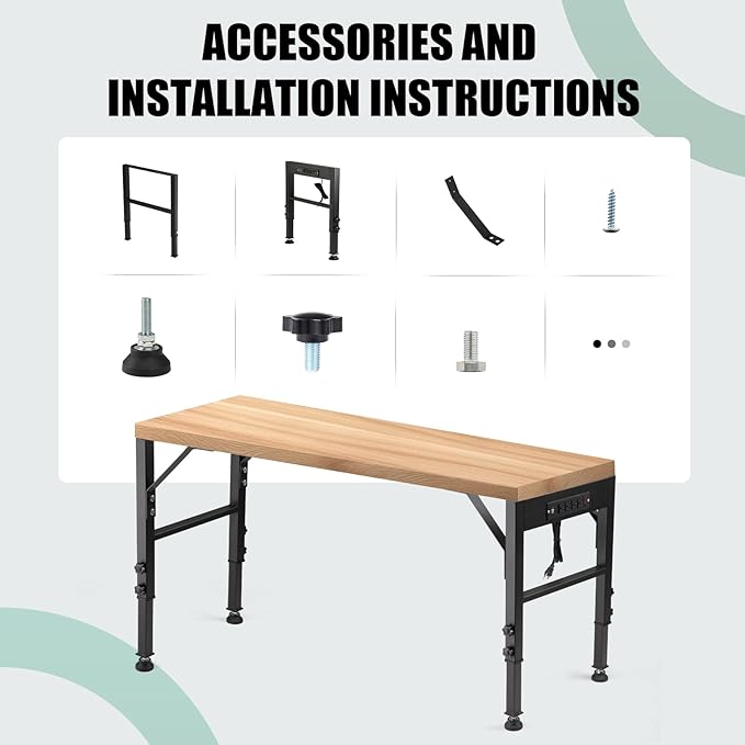 OLBRUS 19.6-Inch Depth Workbench Frame, Height Adjustable 28.5" to 33.8"