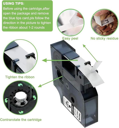 Freshworld 5PK Replace for Dymo Label Maker Refills d1 45013 White Label Tape 1/2'' Compatible with Dymo D1 Label Tape a45013 S0720530 for DYMO LabelManager 160 210D 260P 280 360D 420P 500TS 640CB PnP