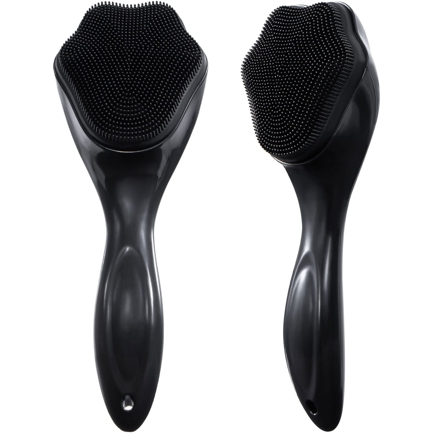 2 Pack Silicone Face Scrubber Exfoliating Brush, Manual Handheld Facial Cleansing Brush Blackhead Scrubber, Soft Bristles Waterproof for Face Skincare (Round-Pink)