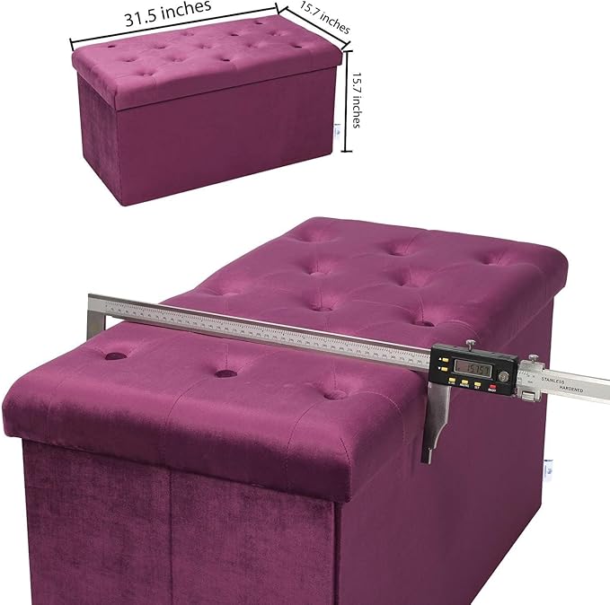 B FSOBEIIALEO Folding Storage Ottoman, Long Ottomans Shoes Bench, Velvet
