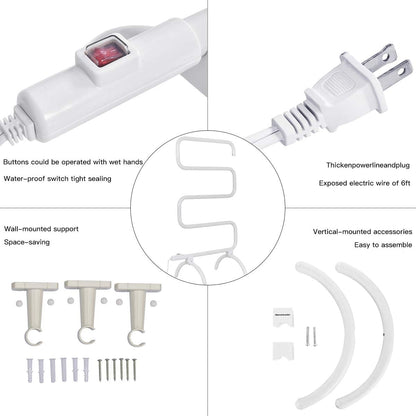 Electric Towel Warmer, S-Shaped Heated Towel Rack with Built-in Switch, Constant Temperature Control, 15 Min Fast Heating, Freestanding & Wall-Mounted Drying Rack for Bathroom, White