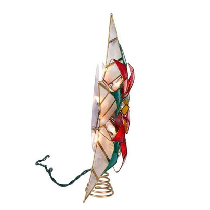 10-Light 11.5-Inch Poinsettia Capiz Star Tree Topper