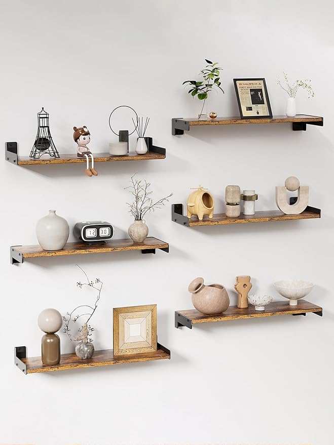 Floating Shelves for Wall, Shelves for Decor Storage Set of 6, Wall Mounted