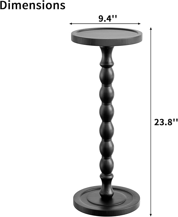 Rubber Wood‌ Small Side Table, Solid Wood‌ Round End Tables