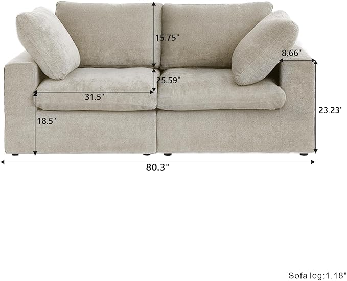 Cloud Modular Sectional Sofa Couch, 80.3" Convertible Couches Lovesofa