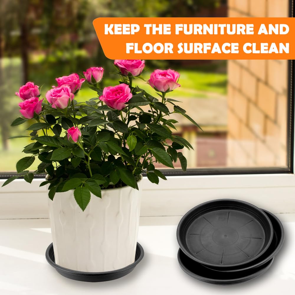 BamLue 12 Pack Upgrade Thickened Plant Saucer - 6 8 10 Inch Plant Trays Round Plastic Plant Drip Dishes for Indoor Outdoor Garden Plants- Collects Flower Pots Drainage and Excess Water for Planters