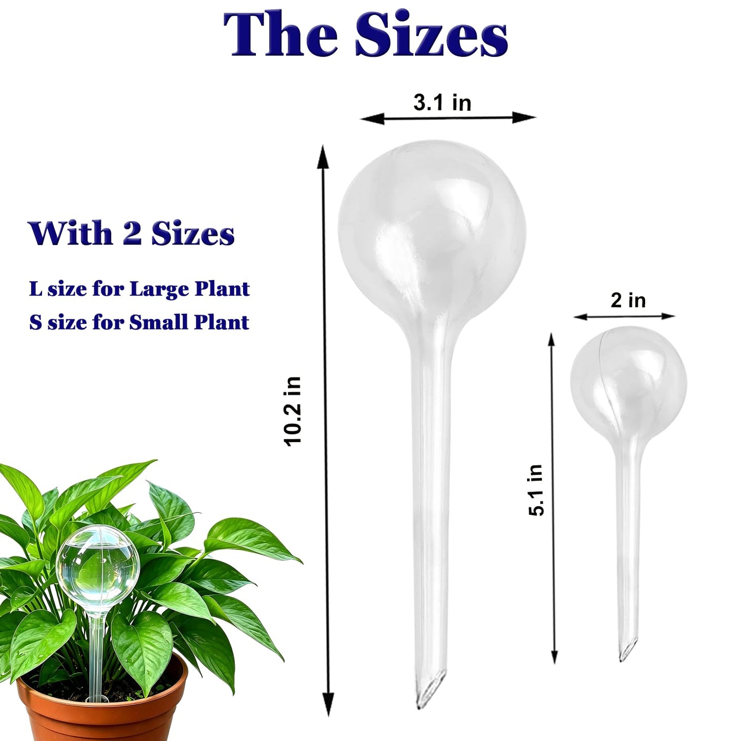 Kingbow 10pcs Plant Self Watering Globes, Clear Plastic Self Watering Bulbs Flower Automatic Watering Stakes Devices, Garden Self Watering Device for Outdoor Indoor Plant