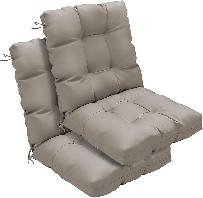 Outdoor Chair Cushions Set of 2, High Back Soft Seat Pad