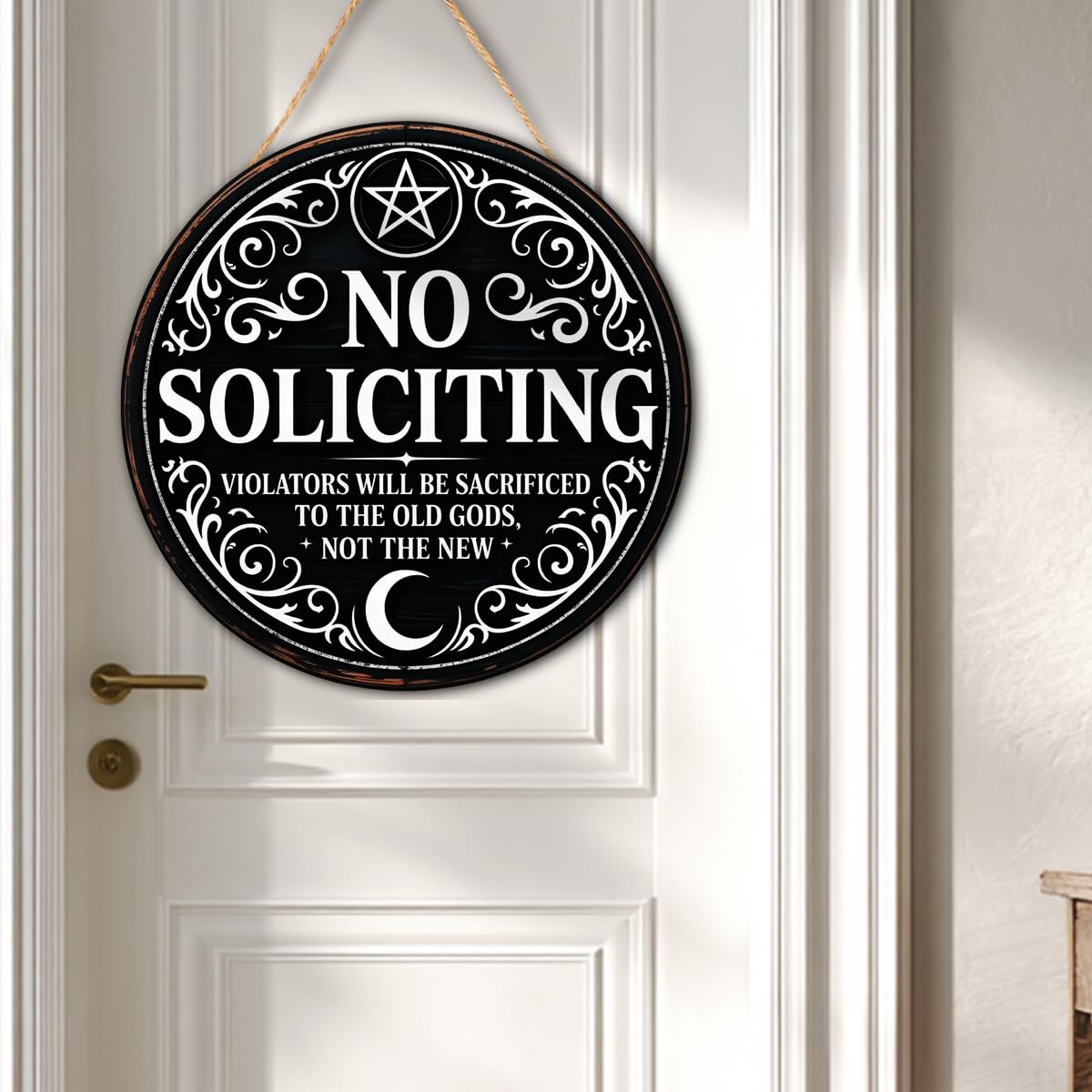 Gothic Gifts No Soliciting Sign for House Front Door, Witchy Gift No Soliciting Sign for Halloween