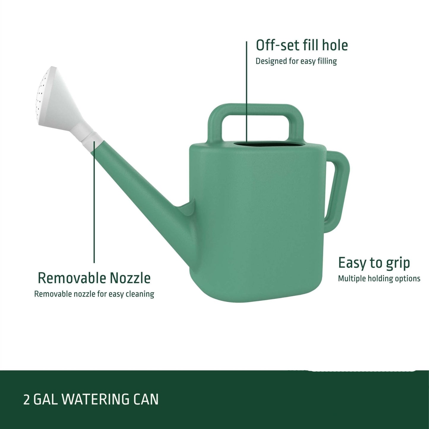 2 gal. Resin Watering Can Large Capacity High-Strength Leakproof Watering Pot for Garden Lawn Flower Care，for Outdoor Plants Vegetables Bushes (Green)