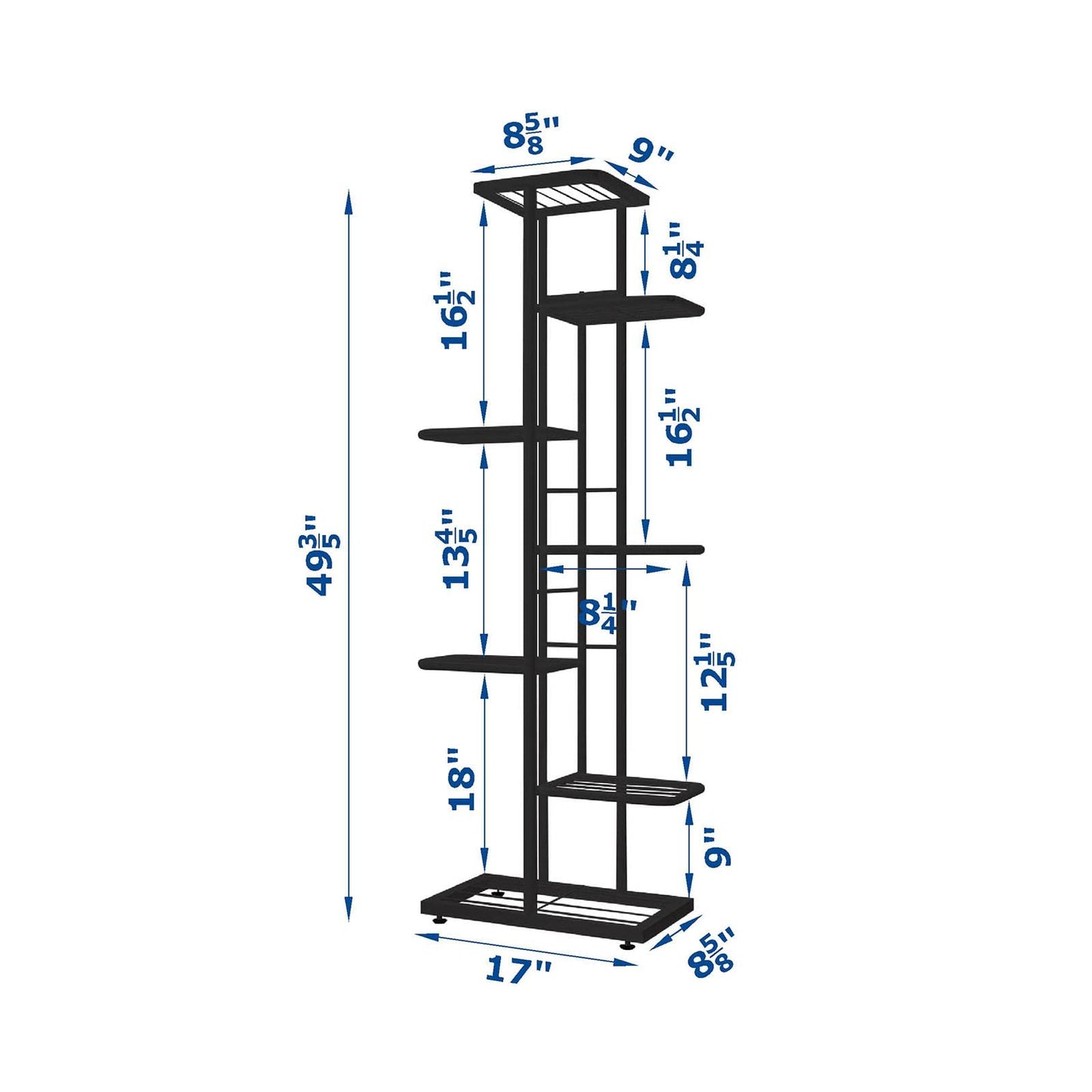 MTB Garden 7 Tier Metal Plant Stand for Indoor Outdoor Flower Pot Display Planter Shelf, Charcoal Grey