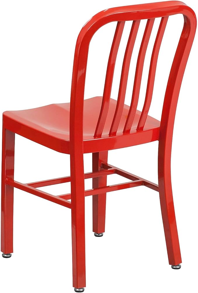 Flash Furniture Commercial Grade Red Metal Indoor-Outdoor Chair