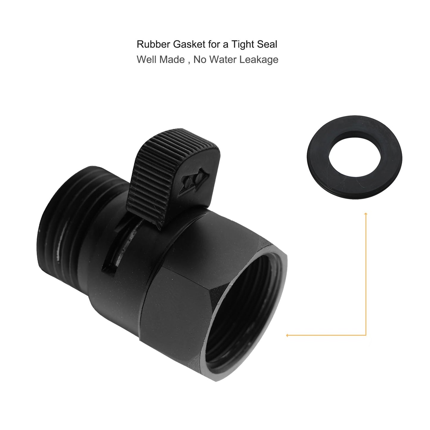 Matte Black Water Flow Control Valve, 1/2" Shower Head Flow Control Brass Shut Off Valve for Handheld, Water Pressure Regulator Replacement for Shower System