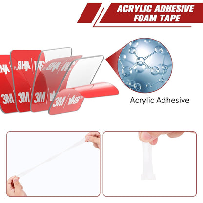 Bulina Double Sided Adhesive Pads Heavy Duty VHB 1" x 1" 20 PCS Square Clear 4905 Sticky Mounting Foam Tape Strong Adhesive Waterproof for Home Office Car Deco