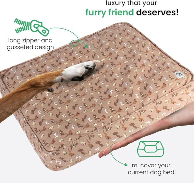 Molly Mutt Huge Dog Bed Cover - Daysleeper Print - Measures 36”x45”x5’’ - 100% Cotton - Durable - Breathable - Sustainable - Machine Washable Dog Bed Cover