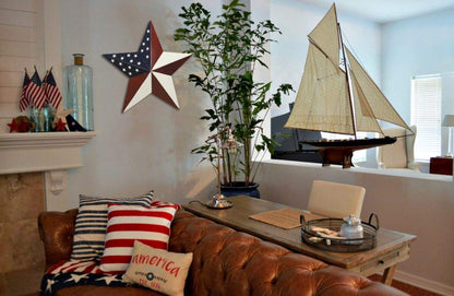 Linfevisi 21 Inch Barn Star Wall Decor Outdoor Patriotic Decorations Hanging Metal Stars American Flag 4th of July Memorial Day Texas Star Wall Art for Western Country Farmhouse Home