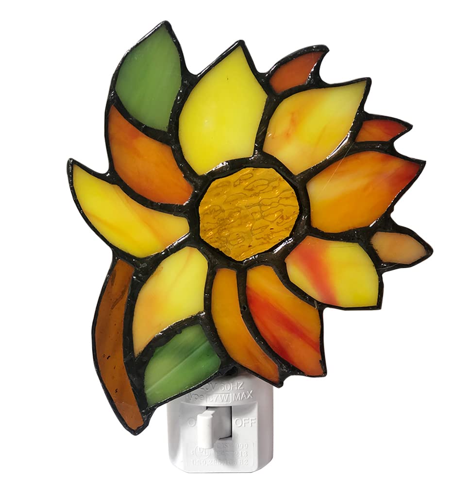 DUONAYU Stained Glass Sunflower Night Light,Suitable for corridors, bedrooms, and Kitchens.A Gift for mom.DYM8011