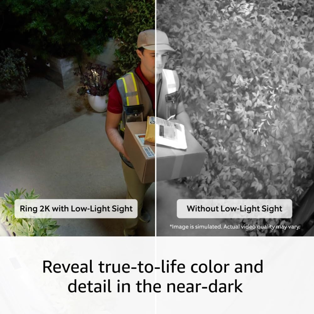 Ring Outdoor Cam Plus, Power over Ethernet (Newest Model) — Wide-Angle 2K Video with Ring Vision, Low-Light Sight for full-color night vision, Mount-anywhere versatility, White