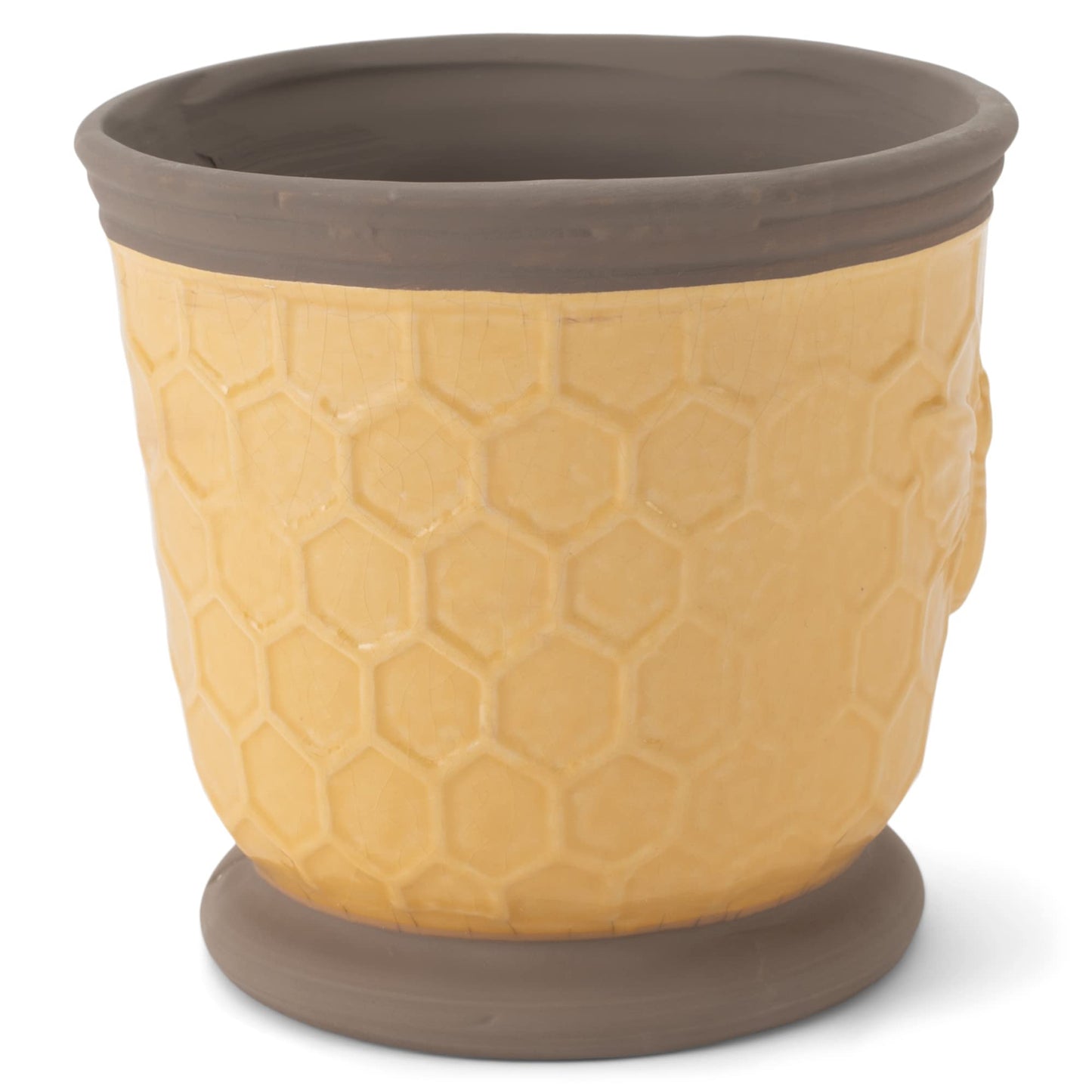 Napco 21881 Industrial Vintage-Honeycomb Bee Ceramic Planter/Cache Pot, Round 4.75 x 4.75 x 4.75 Inch