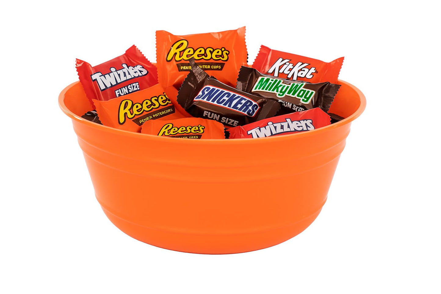 Mintra Home Plastic Bowls (4L Large 2pk, Orange) -10.75W x 4.5inH - large orange plastic bowl for popcorn, snacks, drinks, candy, Halloween, trick or treat bowls - 2 Pack
