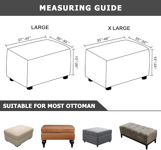 Ottoman Cover, Stretch Rectangle Velvet Ottoman Slipcovers of Foot Stool
