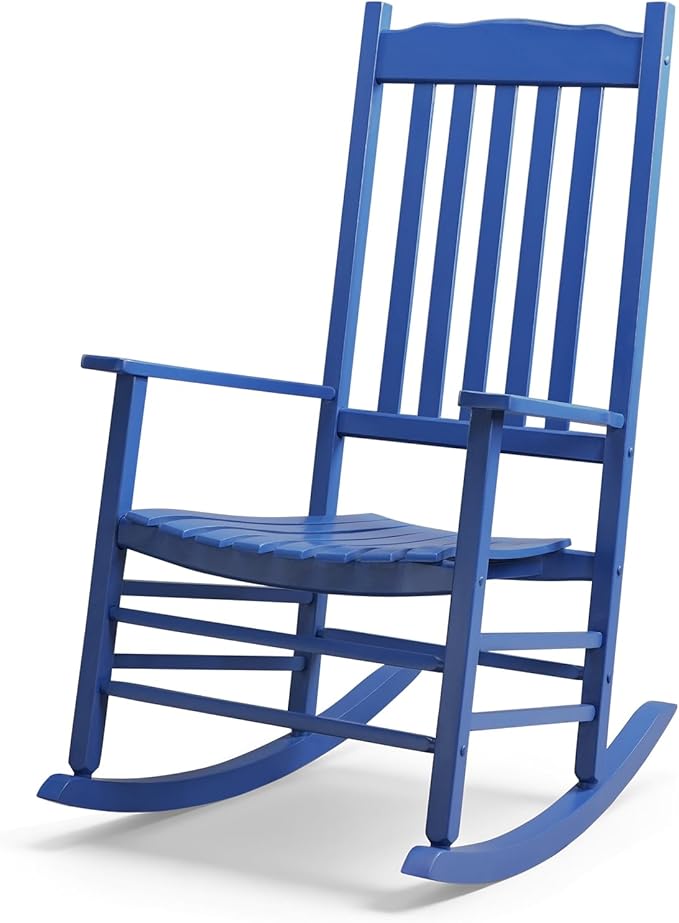 Outvita Outdoor Rocking Chair, Solid Wood High Back Rocker, All Weather Lounge