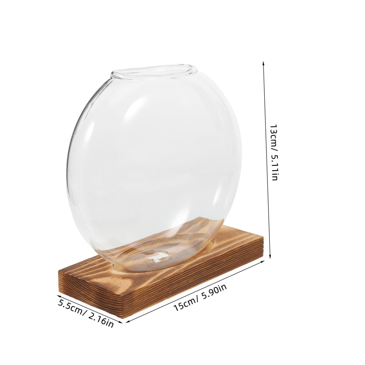 Kisangel Hydroponic Propagation Vase with Wooden Base Small Glass Terrarium Planter for Indoor Plants Decorative Desktop Garden Home Office Tea Ceremony Decor