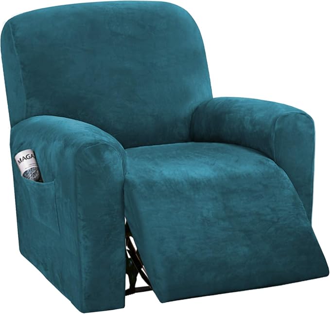 H.VERSAILTEX Velvet Stretch Recliner Couch Covers 4-Pieces Style Recliner Chair