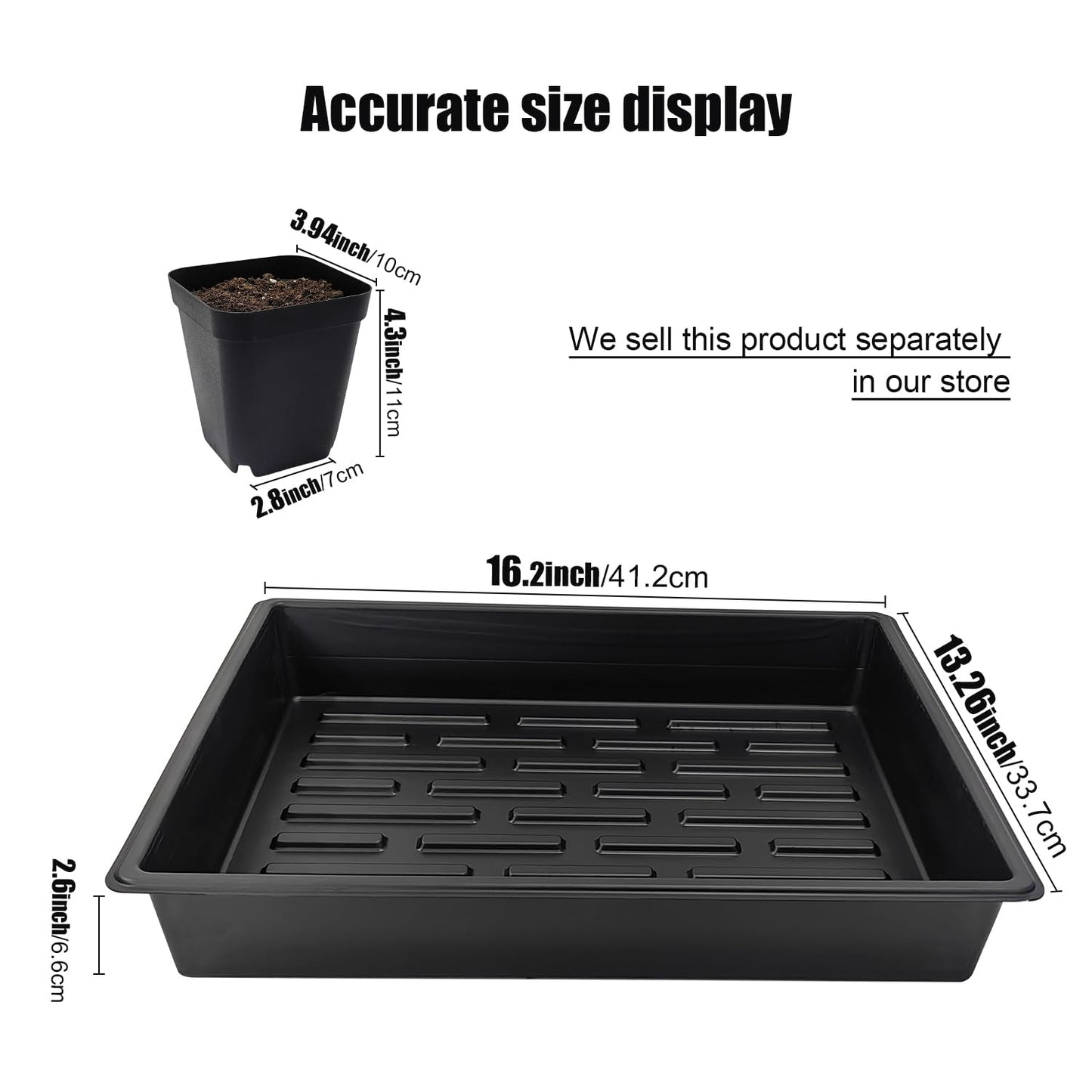 RooTrimmer 4 inch (10CM) Square Nursery Pots 60pcs, Sturdy Seedlings Trays 5 Pcs, Seeds Starter Germination Tray, Microgreening Planter Nursery Propagation 5 Sets