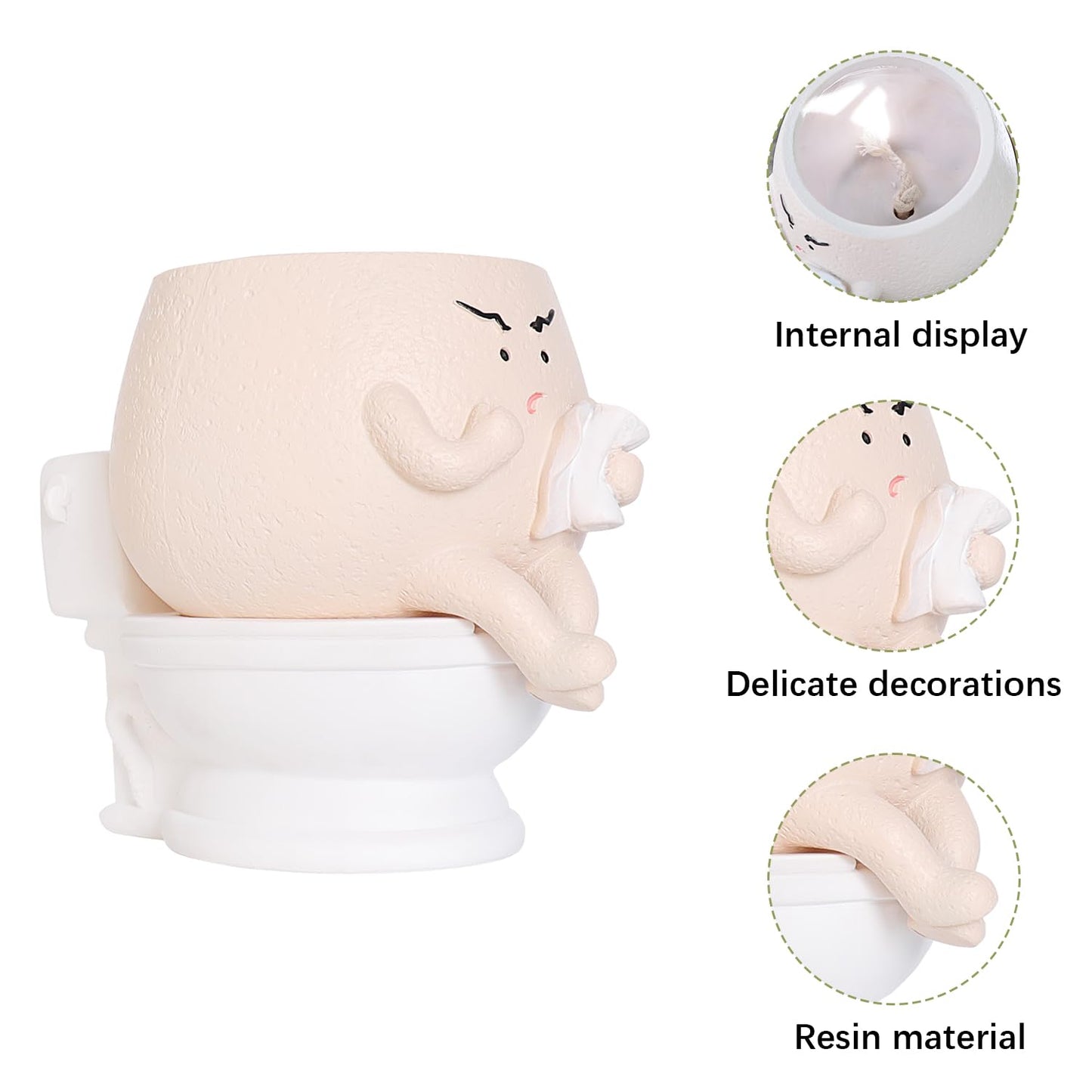 Pricetail Face Planter Pots Funny Toilet Plant Pot for Indoor Plants, Cute Face Head Flower Pots Quirky Succulent Planters Gift Ideal for Home, Office, Christmas