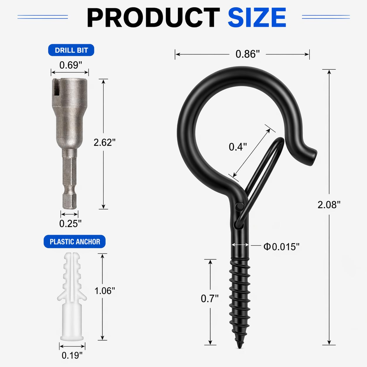TviewSmart 22PCS Screw Hooks, Screw in Hooks with Q-Shaped Safety Buckle, Heavy Duty Ceiling Hooks for Hanging, Outdoor String Light Hooks, Eye Hooks for Hanging Plants
