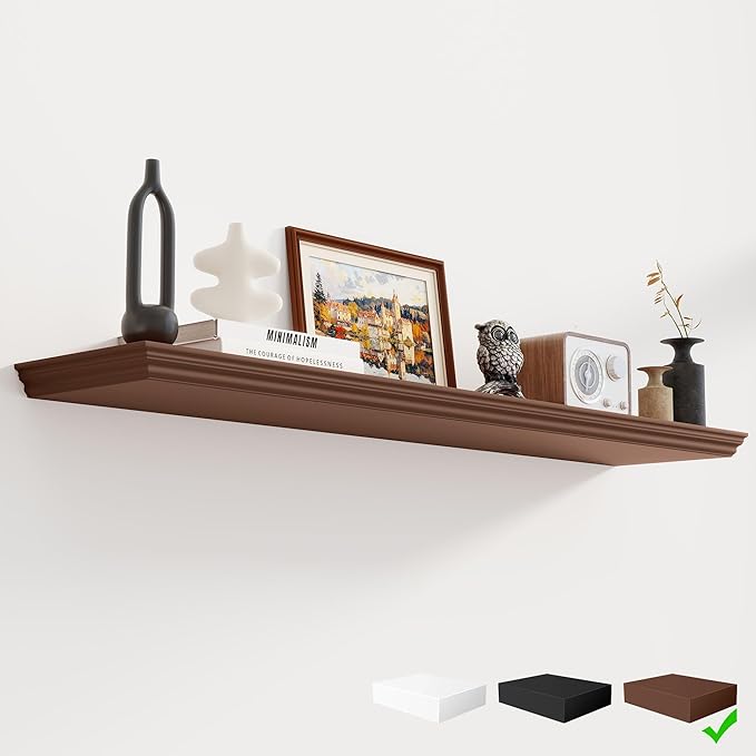 Fun Memories Floating Shelves 48 Inch Long, 9.3 Inch Deep Classic Crown Molding