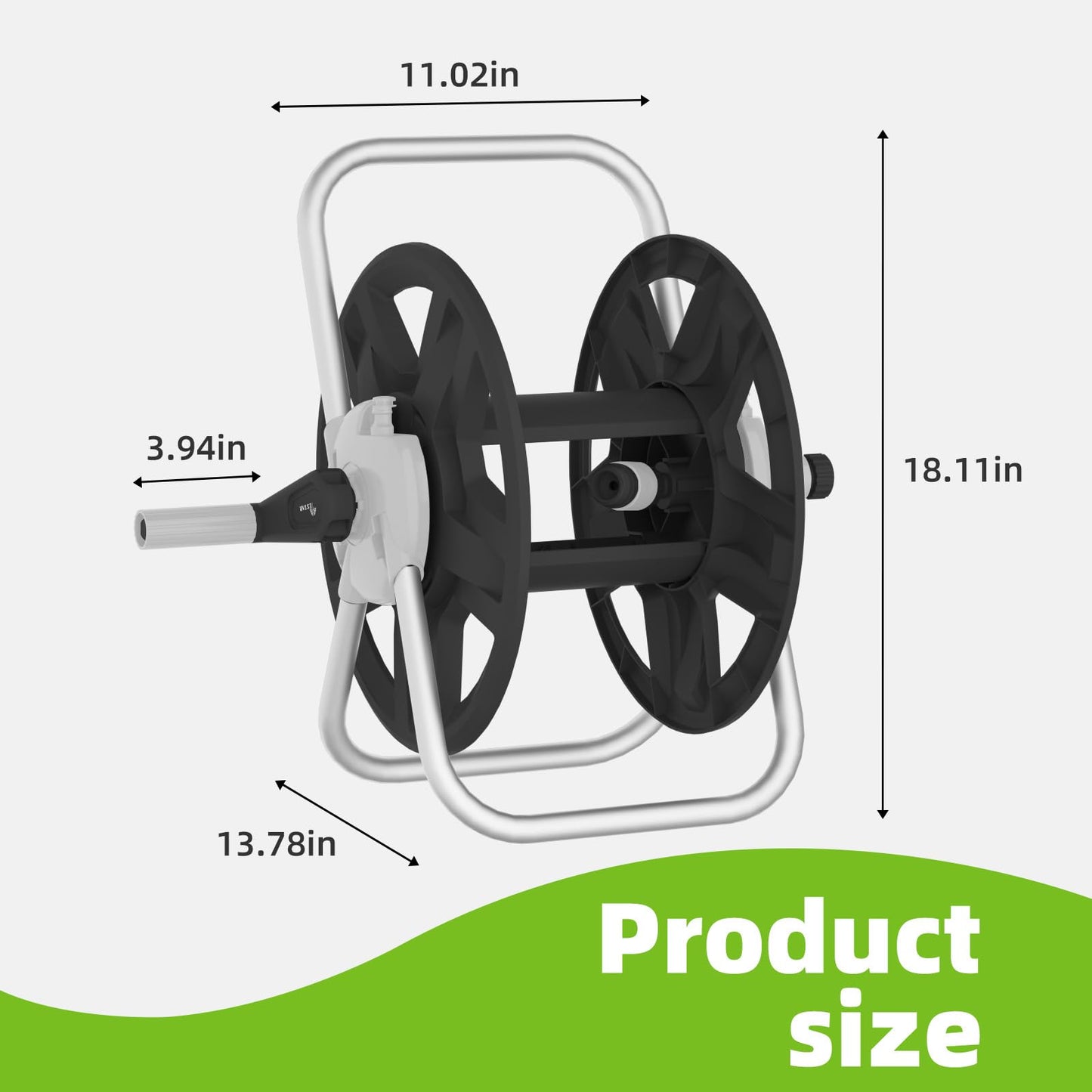 YESTAR Water Hose Reel Cart, Holds 60-80 Ft of 5/8 Inch Hose, Black Wall Mounted Garden Hose Cart, Portable Hose Reel for Convenient Storage and Watering