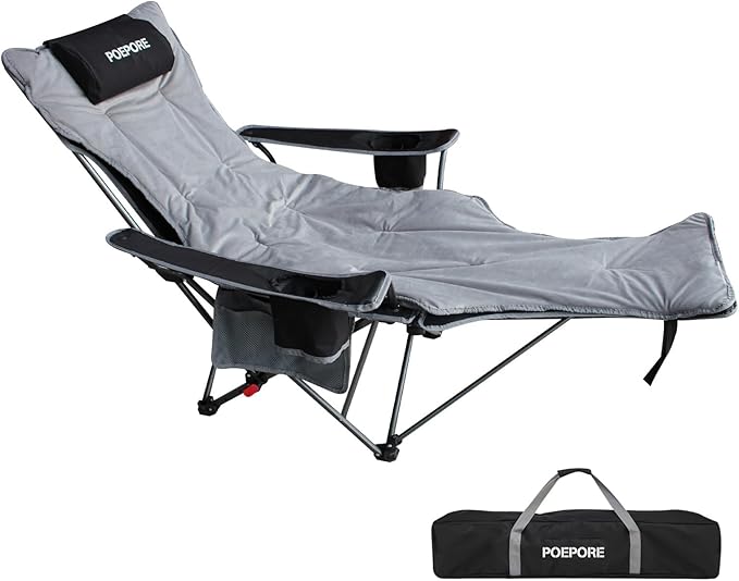 Reclining Camping Chair with Removable Footrest Lounge Chair with Headrest