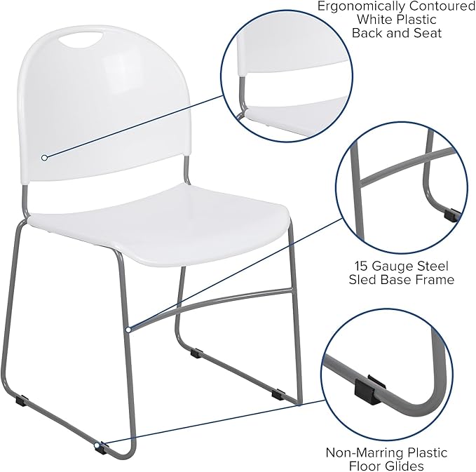Flash Furniture HERCULES Series 5 Pack 880 lb. Capacity White Ultra-Compact