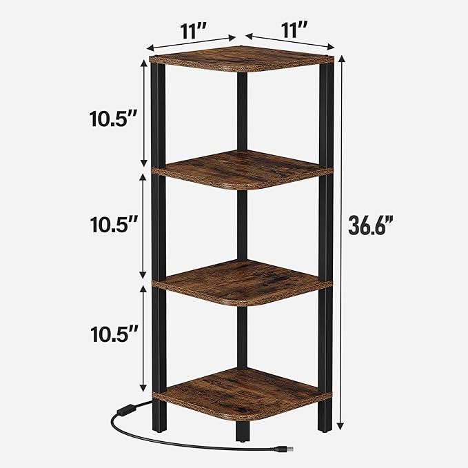 TUTOTAK Corner Shelf, 4-Tier Corner Bookshelf