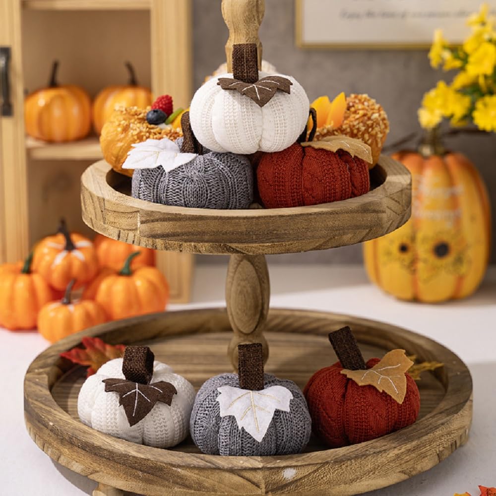 Set of 6 Small Crochet Pumpkins – Rustic Fall Decor for Cozy Autumn, Thanksgiving, and Halloween – Perfect for Farmhouse, Table, and Kitchen Decoration