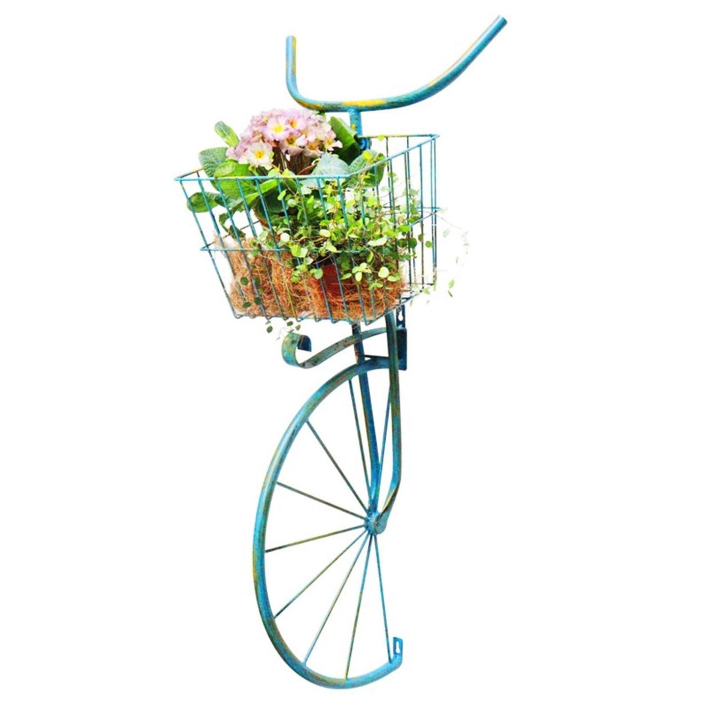 Asiwnshw Metal Bicycle Planter, Bike Flower Plant Stand, Flower Display Stand Cart Hand Painted Metal Bicycle Plant Stand Standing Planter Flower Holder Indoor Outdoor Decor(Blue)