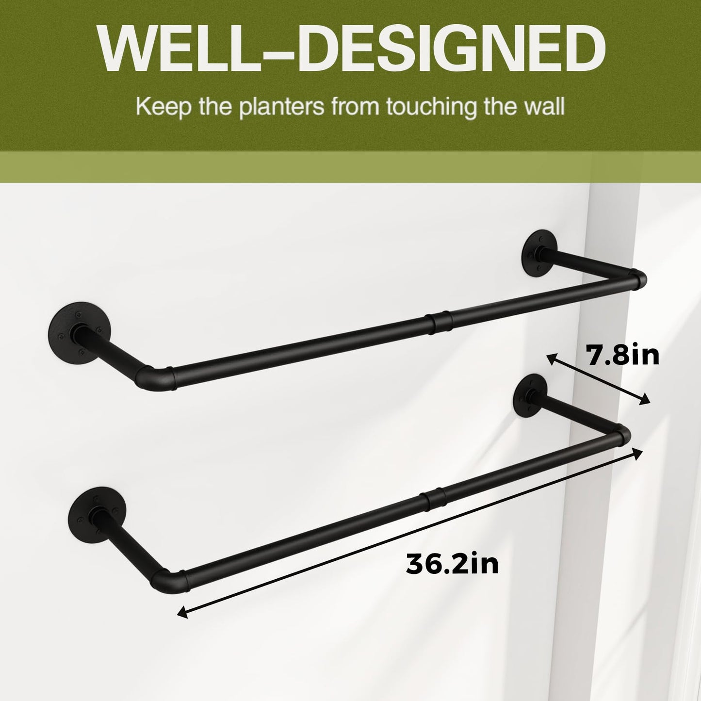 Galood 2Pc Hanging Planters for Indoor Plants Plant Hanger Indoor Hanging Plant Holder Black Metal Rod(Pot/Chain/Plant not Included
