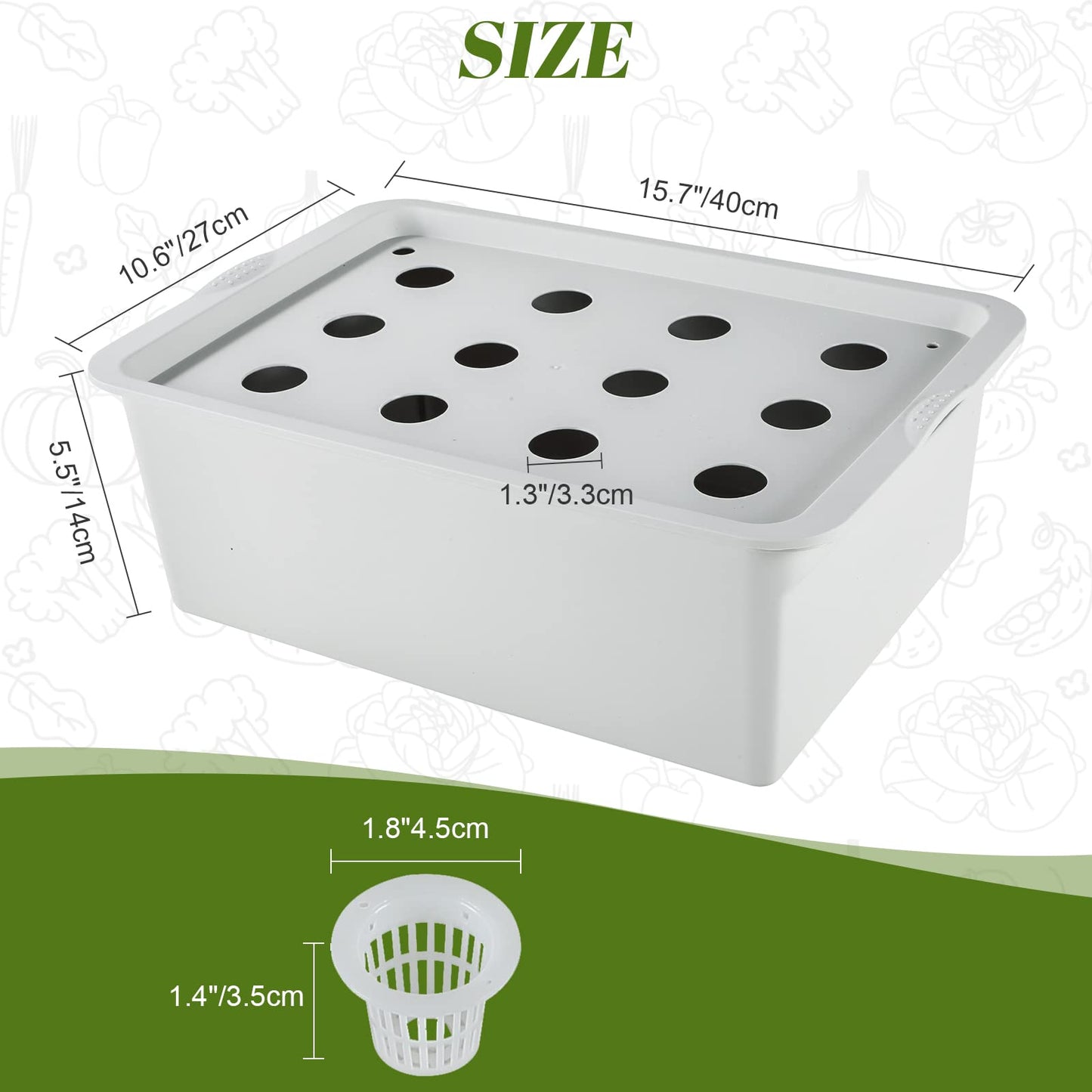 MAOPINER Indoor Hydroponic Grow Kit with Bubble Stone, 12 Sites (Holes) Bucket, Air Pump, Sponges - Best Indoor Herb Garden - Grow Fast at Home